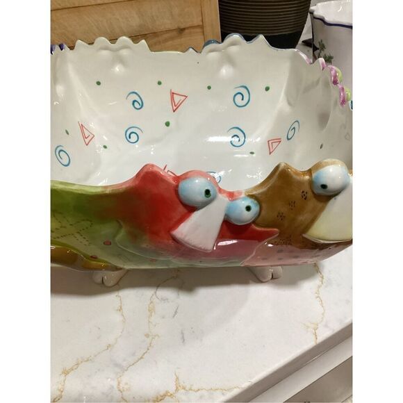 Studio Designworks Handpainted Ceramic Joy Cats Serving Bowl 1990 - Picture 3 of 9